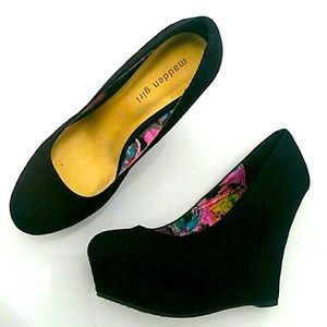 MADDEN GIRL ROCK ON Black Wedge Platform Shoes